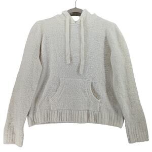 Marled Reunited Popcorn Hoodie Medium White‎ Everyday Fuzzy Hooded Sweater Cozy